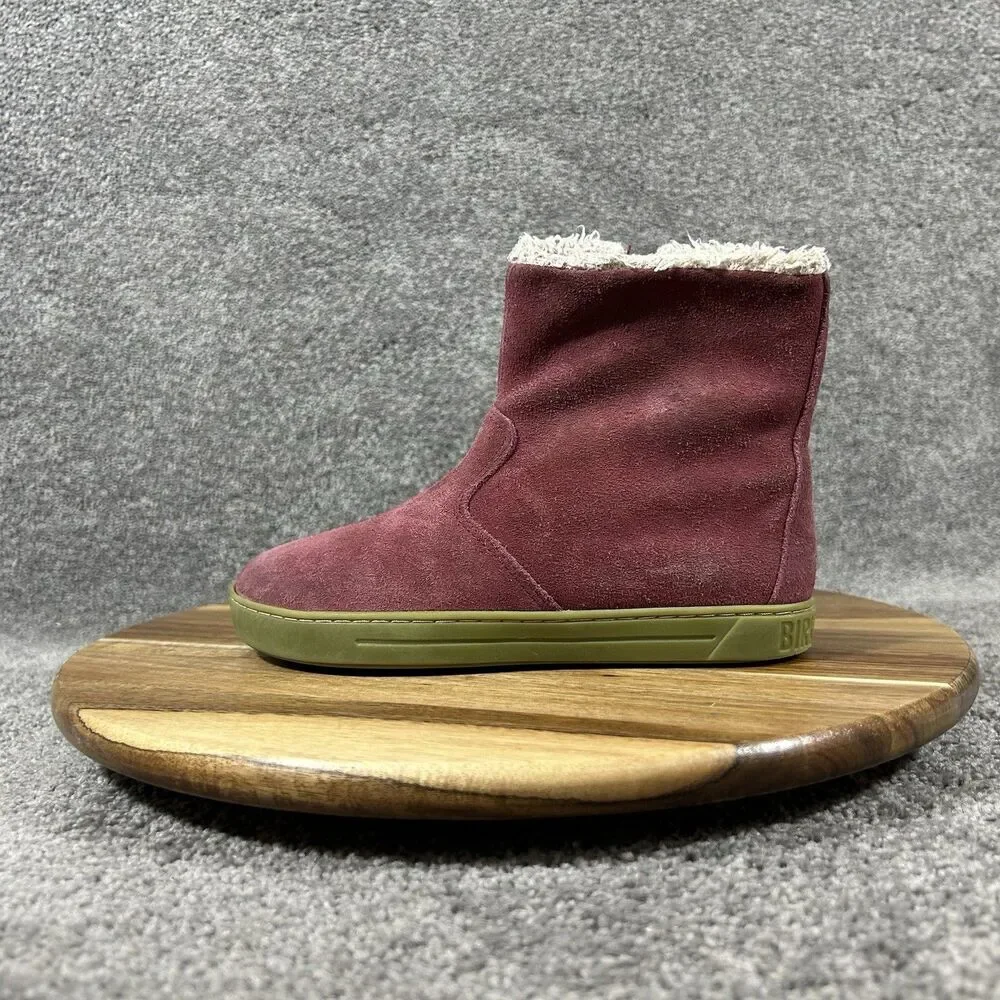 Birkenstock Lille Kids Size 13 N Red Suede Fleece Lined Zip Up Winter Boots Used